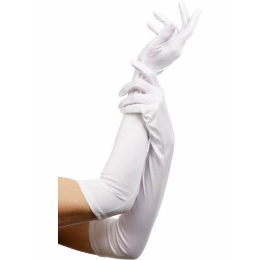 GLOVES WHITE LONG JERSEY FABRIC ADULTPBH