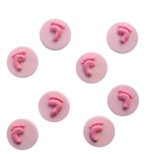 Baby Shower Mini Baby Footprints Pink Topper 8pcs