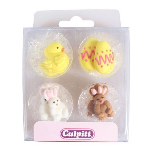 Chick, Egg and Rabbit Sugar Pipings pack of 12