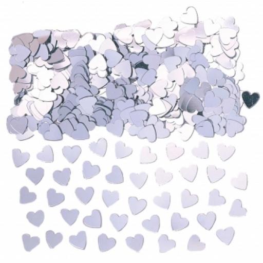 Sparkle Hearts Silver Metallic Confetti 14g