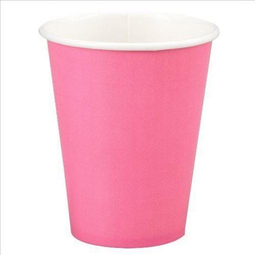 10 Hot Pink Paper Cups 12oz