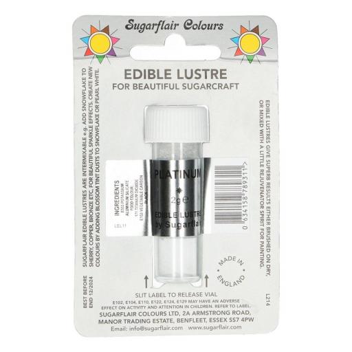 SugarFlair Edible Lustre Dust Colour Platinum-2g