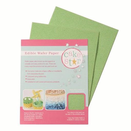 Edible Wafer Rice Paper Cake Star -Green-12 sheets/pack