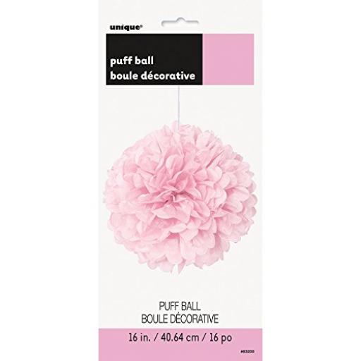 Puff Ball Paper Decoration 16 inch Baby Pink