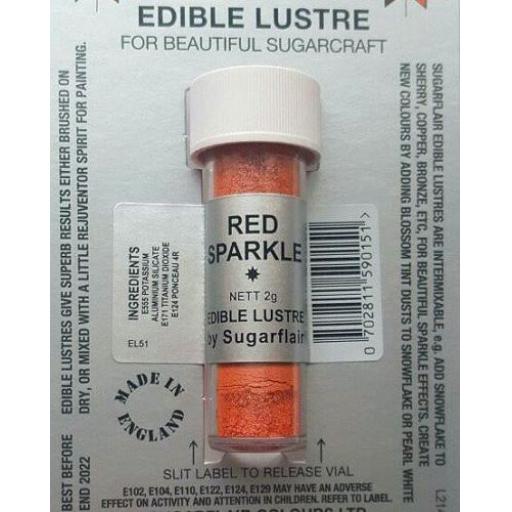 Sugarflair Edible Lustre -Red Sparkle 2g