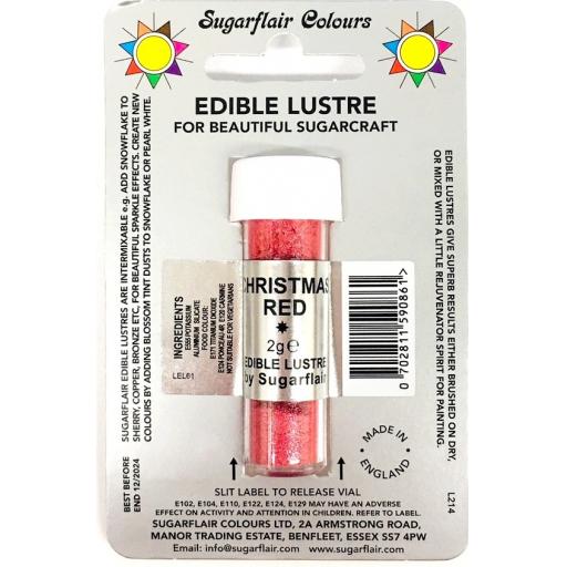 Sugarflair Edible Lustre Colour - Christmas Red 2g