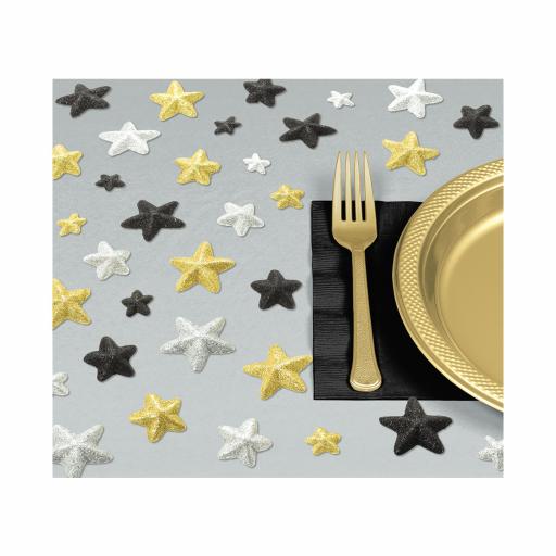 Hollywood Glitter Table Sprinkles 32pcs Black, Gold & Silver