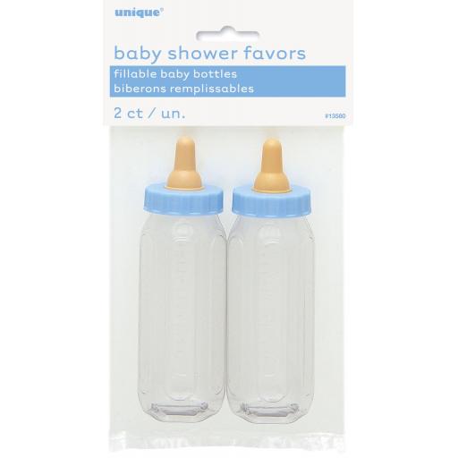 5" Fillable Blue Baby Bottle Favours pack of 2