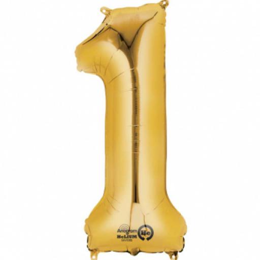 34 inch Number 1 Gold SuperShape Foil Balloon