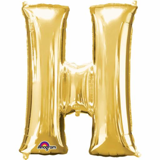 Letter H Supershape Gold Foil Balloon 34"/"86cm