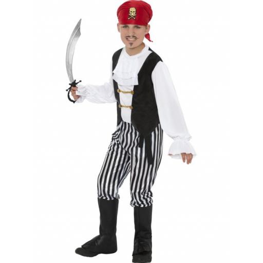 Pirate Costume, B&W Children Age 10-12 Size Large