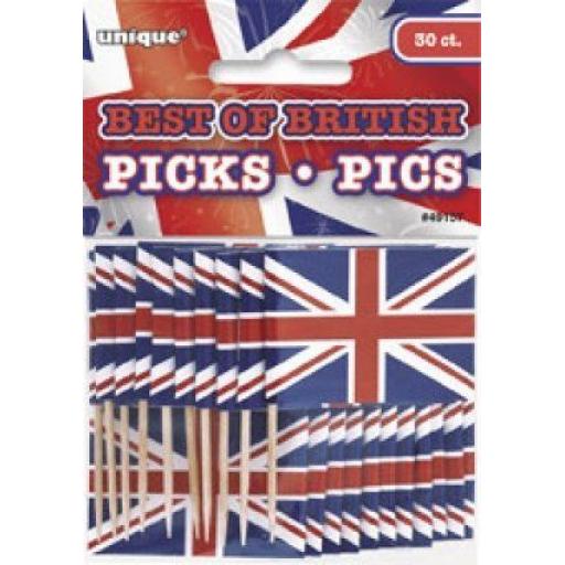 30 Union Jack British Paper Food Flag Picks