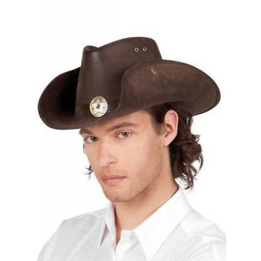 Brown Nevada Leather Look Cowboy Hat