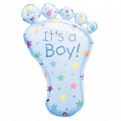It's a Boy Foot SuperShape Foil Balloon 23"/58cm w x 32"/82cm