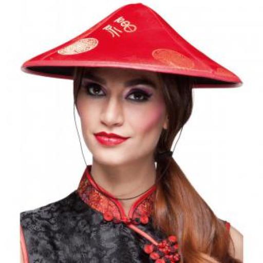 China Red Chinese Kasa Hat