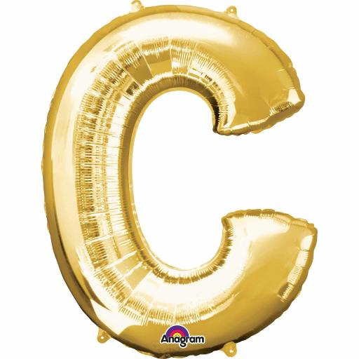 Letter C Supershape Gold Foil Balloon 34"/"86cm