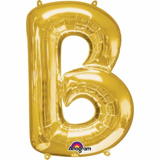 Letter B Supershape Gold Foil Balloon 34"/"86cm