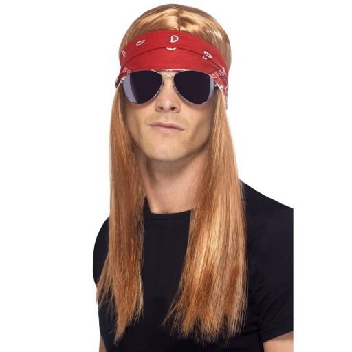 90s Rocker Kit, Auburn Wig, Bandana & Sunglasses