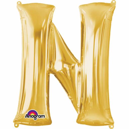 Letter N Supershape Gold Foil Balloon 34"/"86cm