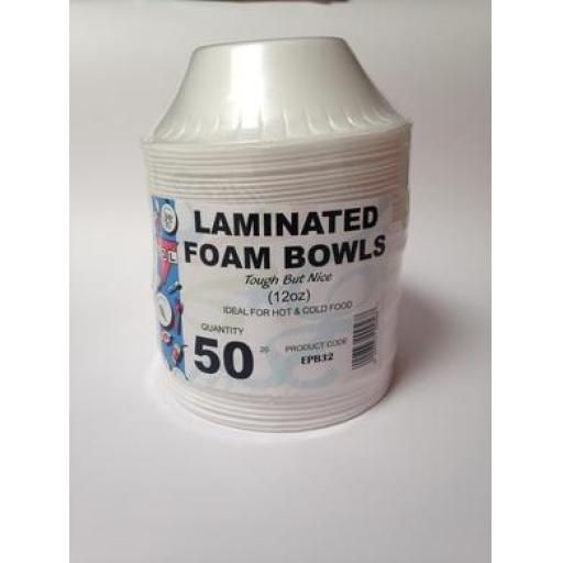 50 Laminated Foam Bowls 12oz