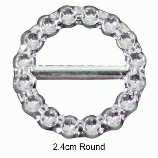 Diamante Effect Buckles 10pcs - 2.4cm Round