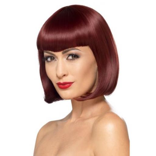 Deluxe Bob Wig With Shaped Fringe, Cherry, Heat Resistant/ Styleable