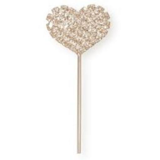 Diamante Solid Heart Shape/Valentines Cake Topper Decoration