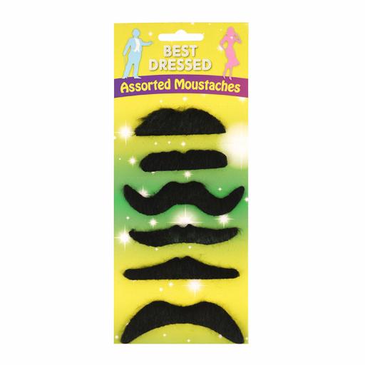 Moustaches Assorted pack of 6