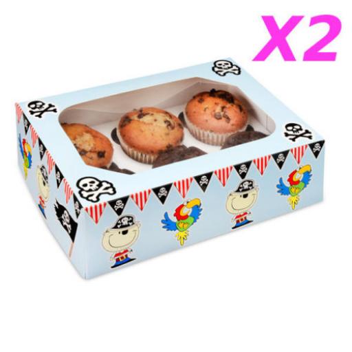 Pirate 6 / Pirate Muffin Cup Cake Box x 2