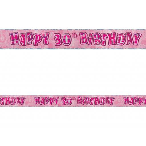Happy 30th Birthday Pink Prismatic Banner 2.74m