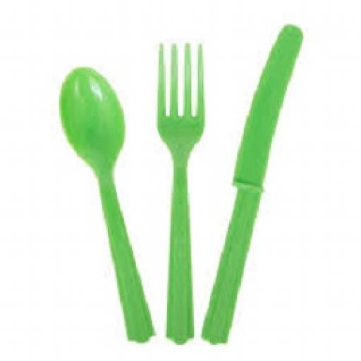18 Lime Green Plastic Cutlery