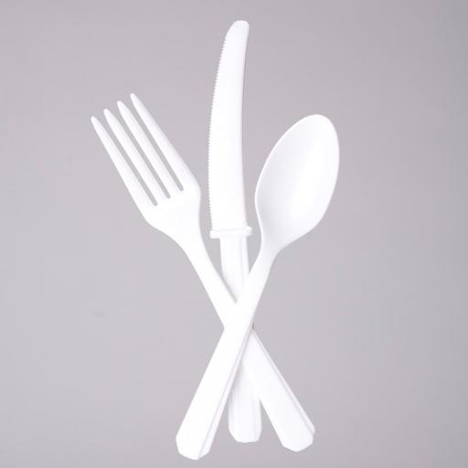 18 White Plastic Cutlery