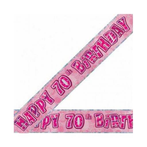 Happy 70th Birthday Pink Prismatic Banner 2.74m