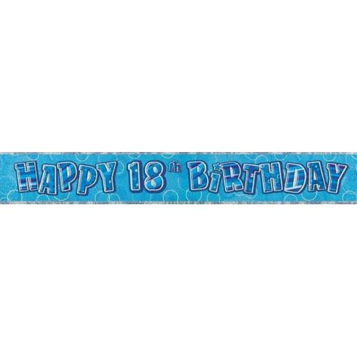 Happy 18th Birthday Blue Prismatic Banner 2.74m