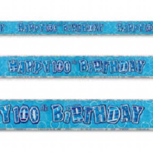 100th Happy Birthday Blue Banner 3.6M Long