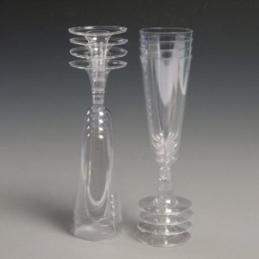 25 Champagne Flutes Clear Plastic Cups In Trays 20cl