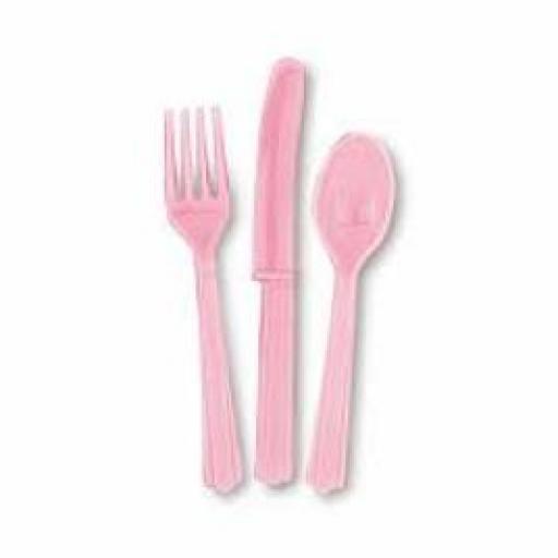 18 Light Pink Plastic Cutlery