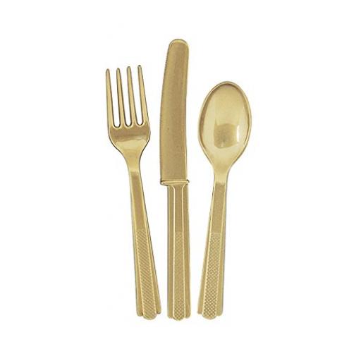 18 Gold Plastic Cutlery