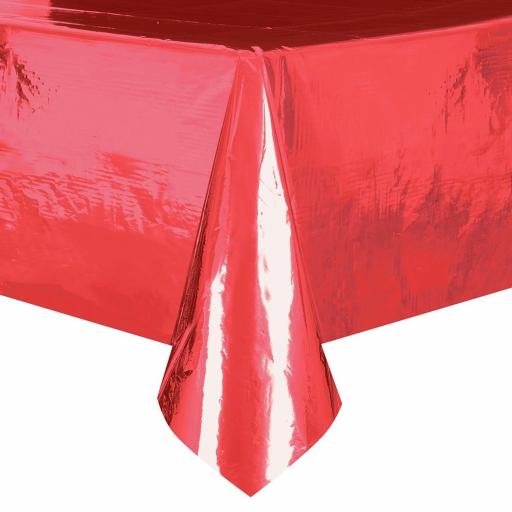 Metallic Red Plastic Table Cover - Rectangle54x108"