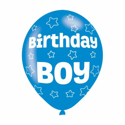 Birthday Boy Blue Latex Balloons 11"-10/pkg