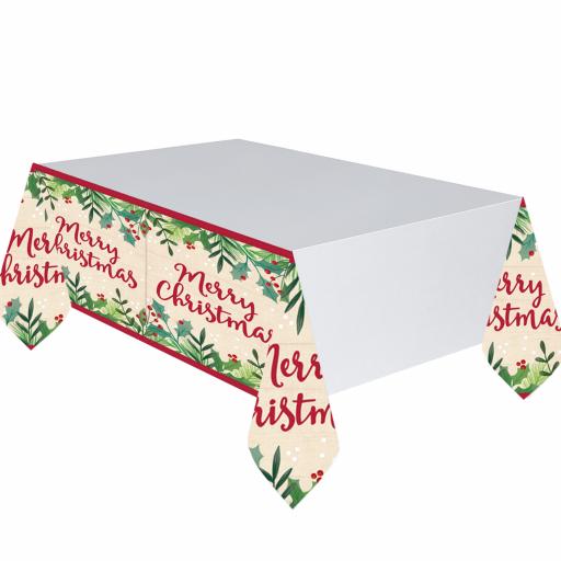 Merry Holly Day Plastic Tablecovers 1.37m x 2.59