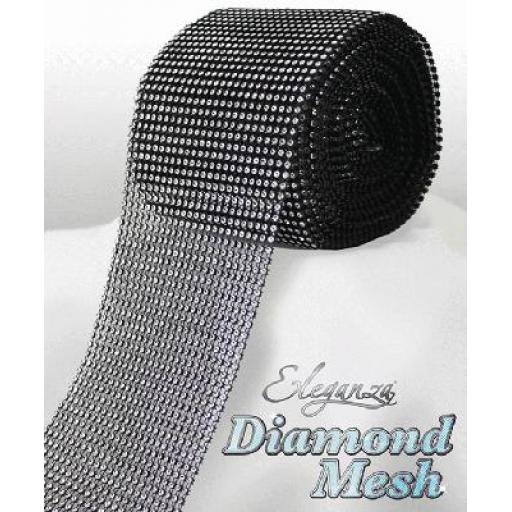 Eleganza Black/Silver Diamond Sparkling Mesh 12cm x 1m
