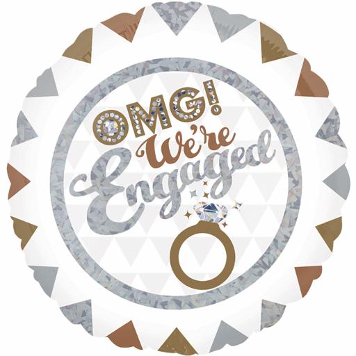 OMG! We're Engaged Holographic Standard Foil Balloons 18inch