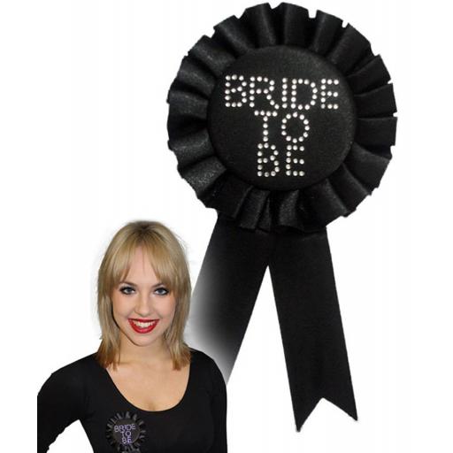 Bride To Be Black Rosette With Stones