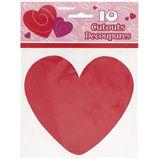 5" Paper Cutout Red Heart Decorations, 10ct