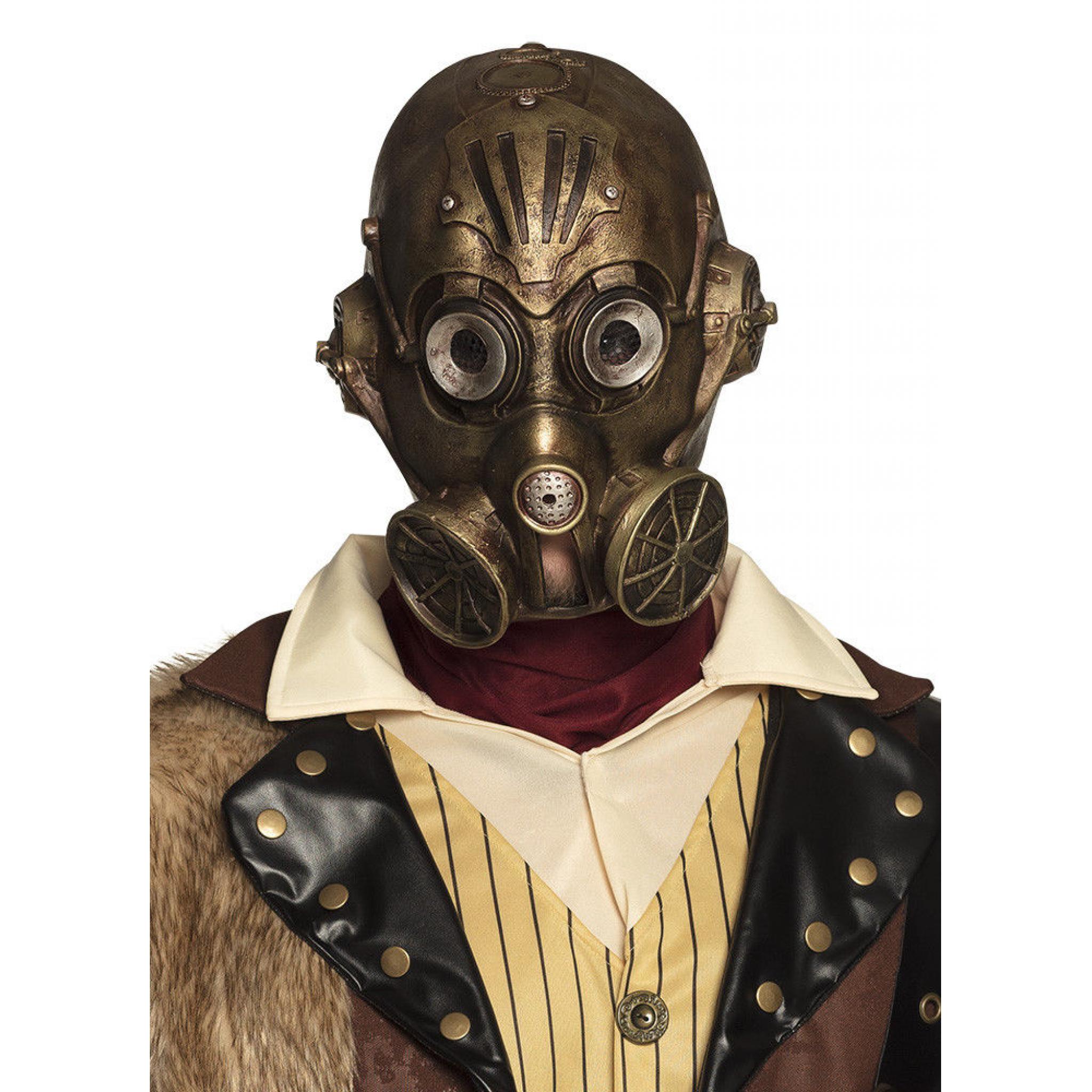 Victorian Steampunk Gas Mask Mens Latex Fancy Dress Halloween Costume