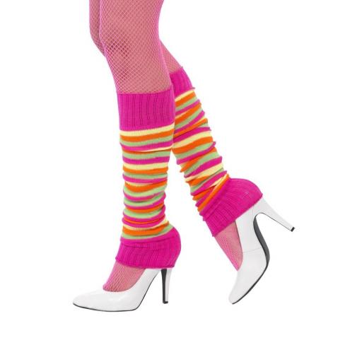 Neon Striped Leg Warmers - One Size