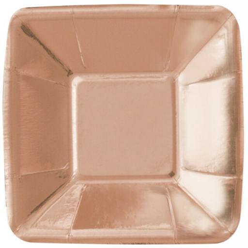 Rose Gold Shiny Metallic Small Square Appetiser Plates - 8pcs