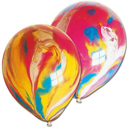 6 Marble Latex Party Balloons 12"