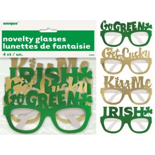 4 St Patrick's Day Foil Party Glasses